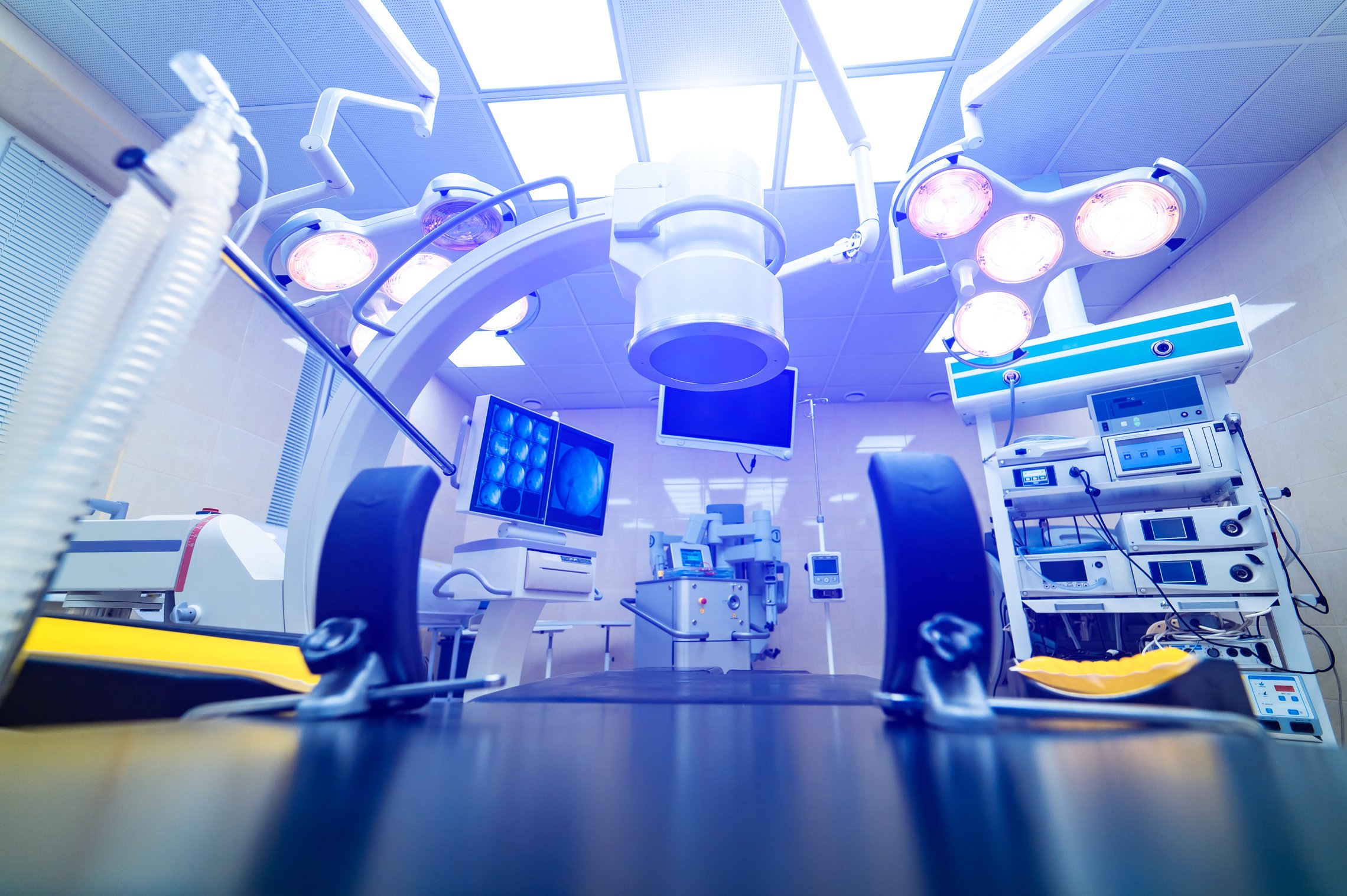 Equipment and medical devices in modern operating room.